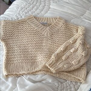 Favlux Cream V-Neck Sweater